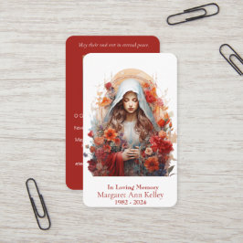 Blommigt Katolsk Heliga Mary Prayer Card Visitkort