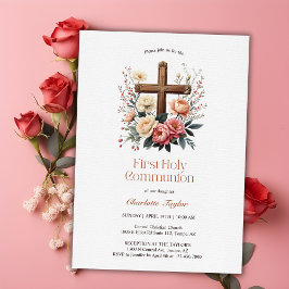 Blommigt Katolska Kor Första Heligan Kommunision Inbjudningar
