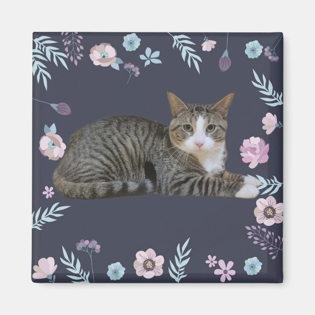 Blommigt Katt Magnet (Framsidan)