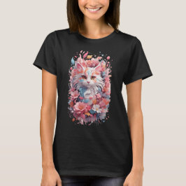 Blommigt Katt T Shirt