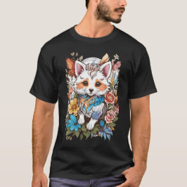 Blommigt Katt T Shirt