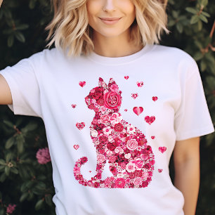 Blommigt Katt T Shirt