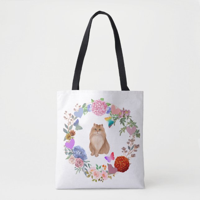 Blommigt Kattbag Tygkasse (Framsida)