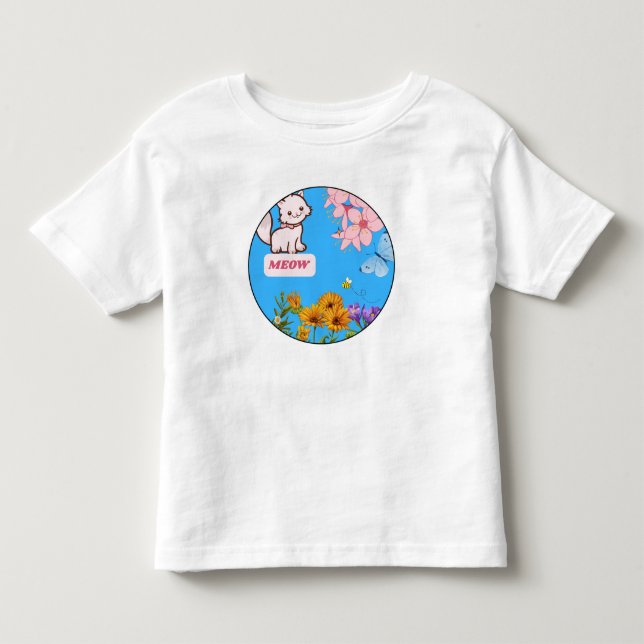 Blommigt Kattunge Cuteness Baby T-Shirt (Framsida)