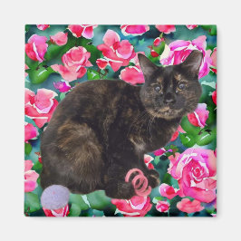 Blommigt Kattunge Magnet