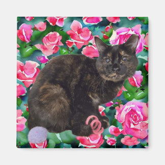 Blommigt Kattunge Magnet