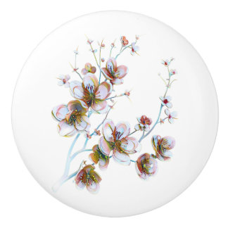 Blommigt, keramisk dragkraft knopp