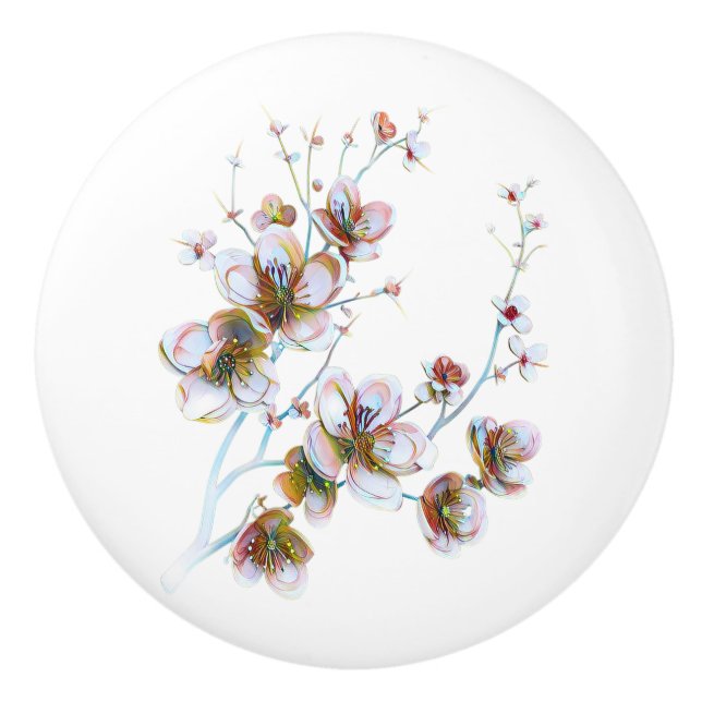 Blommigt, keramisk dragkraft knopp (Framsidan)