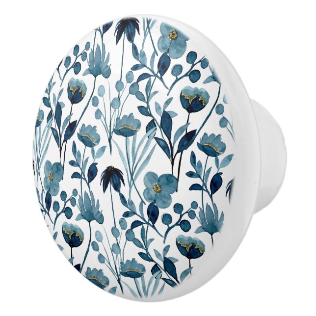 Blommigt keramisk knopp (Höger)
