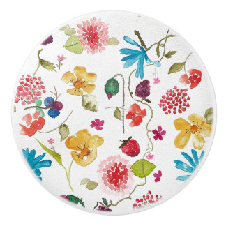 Blommigt keramisk knopp