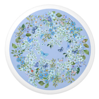 Blommigt, keramisk lådknapp knopp