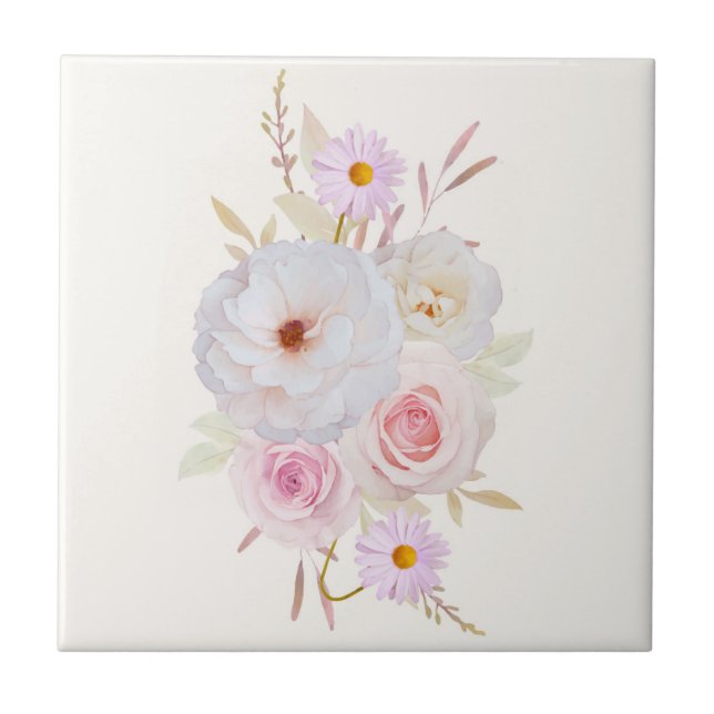 Blommigt keramiskt plattor kakelplatta (Framsidan)