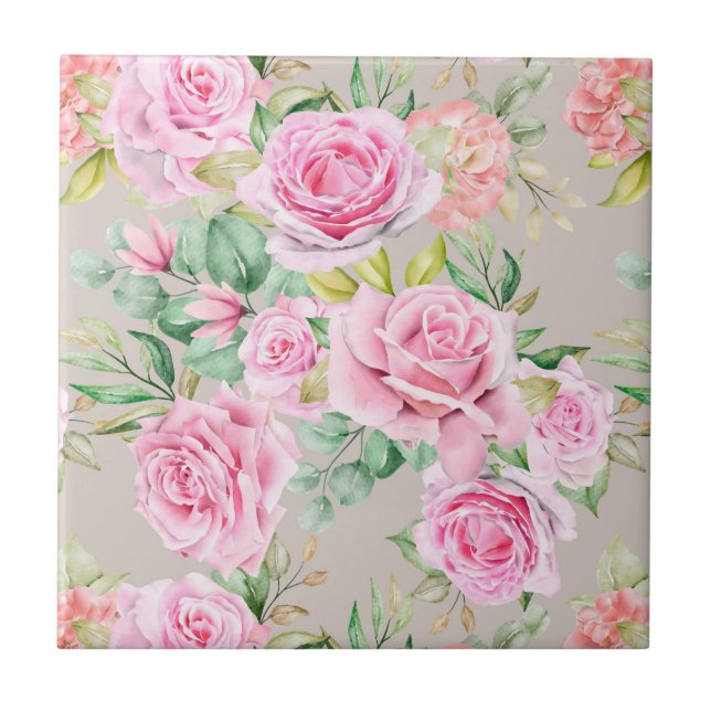 Blommigt keramiskt plattor kakelplatta (Framsidan)