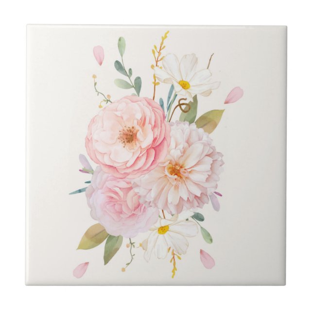 Blommigt keramiskt plattor kakelplatta (Framsidan)