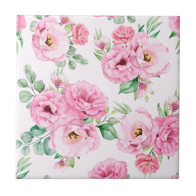 Blommigt keramiskt plattor kakelplatta (Framsidan)