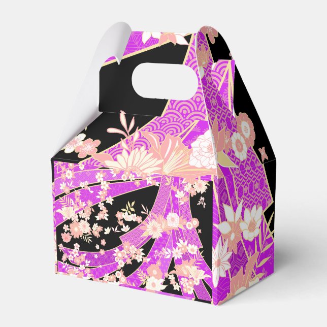 Blommigt Kimono Mönster Violet Rosa Presentaskar (Framsidan Sidan)