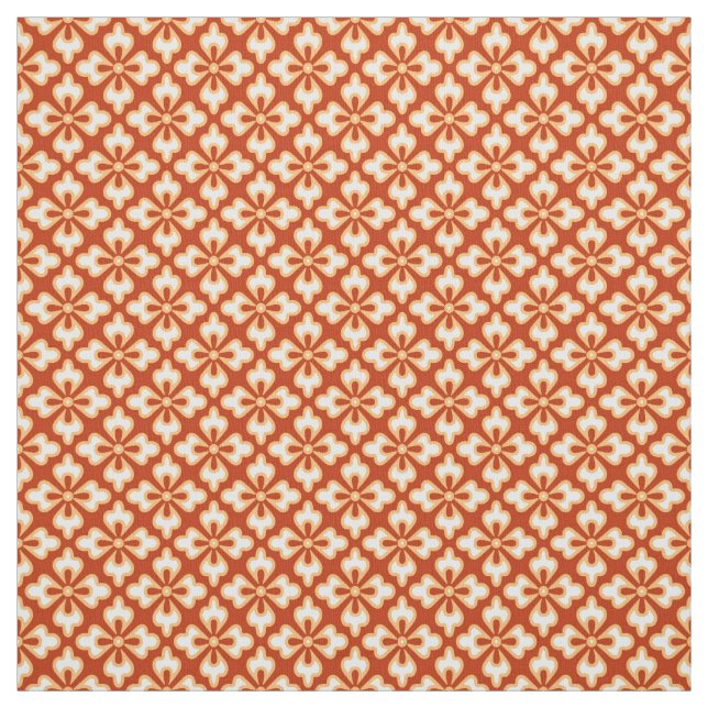 Blommigt kimono print, mandarin orange tyg (Provkarta)