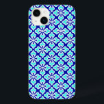 Blommigt Kimono print, turkos och koboltblått<br><div class="desc">Kimono-utskrift,  livfull turkos/påk skisserad i vitt på en djup koboltblå bakgrund - digital grafik med blandad media inspirerad av en traditionell japansk kimonostruktur</div>