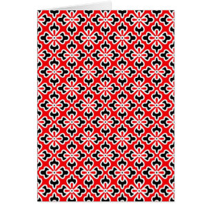 Blommigt Kimono-utskrift, röd, svart och vit OBS Kort