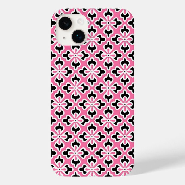 Blommigt Kimonotryck, rosa, svartvitt (Baksida)