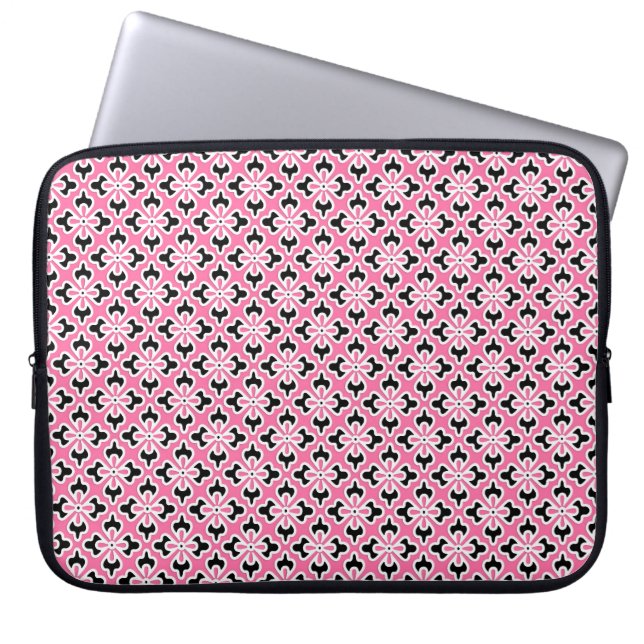 Blommigt Kimonotryck, rosa, svartvitt Laptop Fodral (Framsidan)