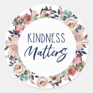 Blommigt Kindness Matters Runt Klistermärke