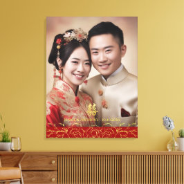 Blommigt Kinesisk bröllop-par dubbla xi Canvastryck
