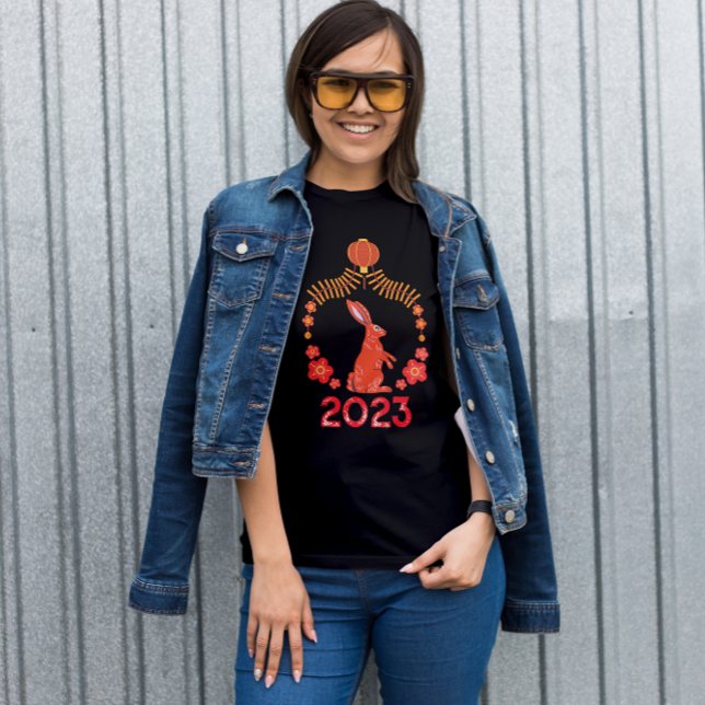 Blommigt Kinesiskt nyår för kaninnyår T Shirt (Skapare uppladdad)