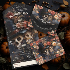 Blommigt Kissing Skeletons Vuxen Halloween