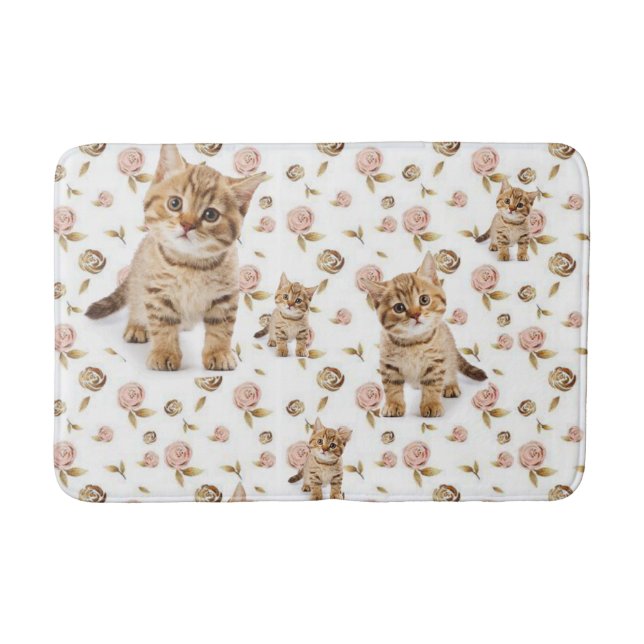 Blommigt Kitten Bathroom Bath Mat Badrumsmatta (Framsidan)