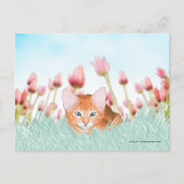 Blommigt Kitten Postcard Vykort (Framsida)