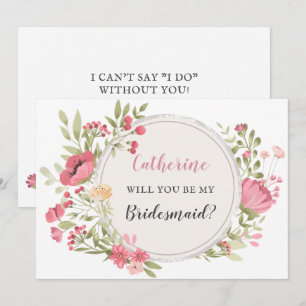 Blommigt kommer du att bli min Bridesmaid Inbjudningar