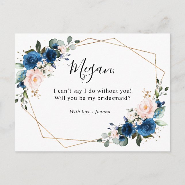  Blommigt kommer du att bli min bridesmaid Vykort (Framsida)