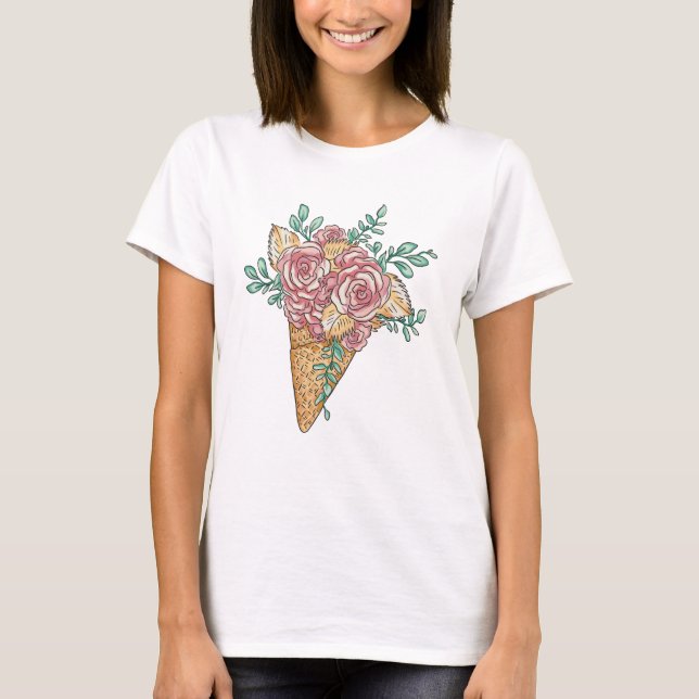 Blommigt Kone Delight T Shirt (Framsida)