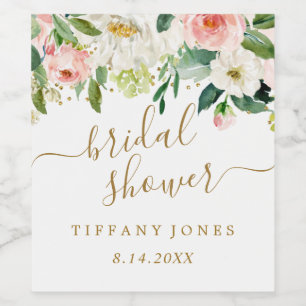 Blommigt Konfetti-Möhippa för Rosa i  Guld Vinflaska Etikett