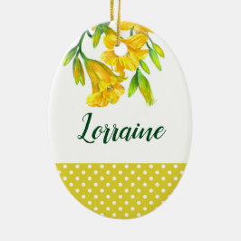 Blommigt Konsdesign för Gult med vattenfärg Julgransprydnad Keramik