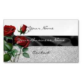 Blommigt konsdesign med simulerad glitter-elegant magnetiska visitkort