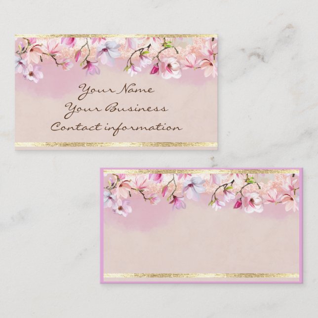 Blommigt konsdesign med simulerad glitter-elegant visitkort (Fram/baksida)