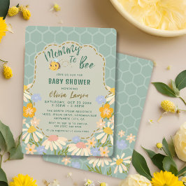 Blommigt könsneutralt Mamma till Bee babykläder Inbjudningar