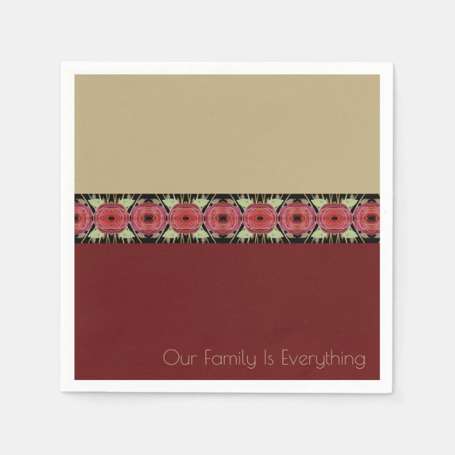 Blommigt konst med burgundi och pinka pappersservett (Framsidan)