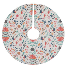 Blommigt konsthantverk med blå blommor julgransmatta borstad polyester