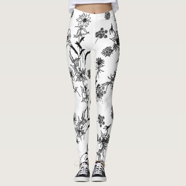 Blommigt konturer leggings (Framsida)