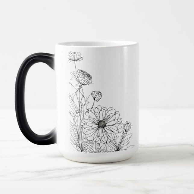 Blommigt konturkonst - Morphing Mugg 15 oz Design (Vänster)