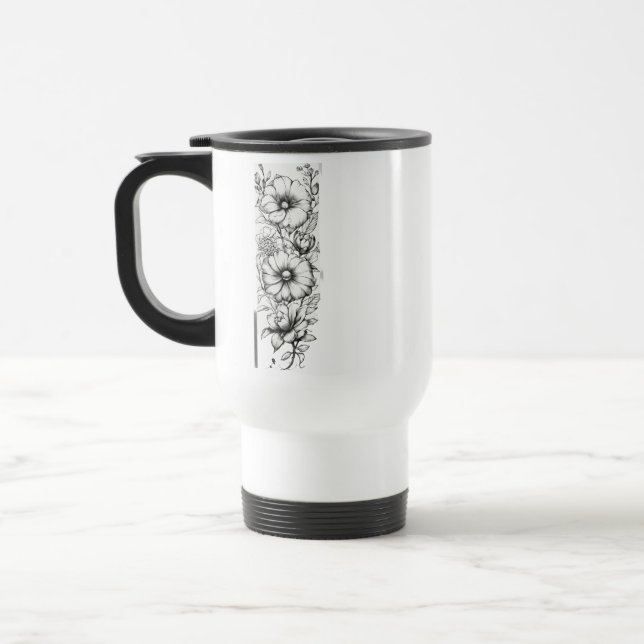 Blommigt konturrese/dator Mugg 15 oz (Vänster)