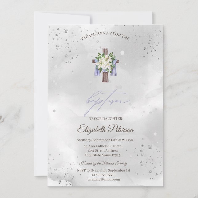 Blommigt Kor Baptism Inbjudningar (Framsida)