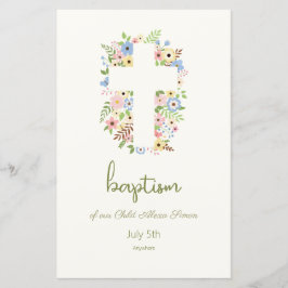 Blommigt Kor-baptism-menyn - Mjuk pastel
