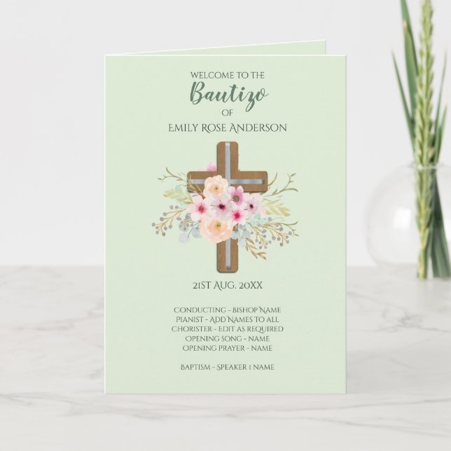 Blommigt Kor BAUTIZO Bautismo Baptism Program (Framsida)