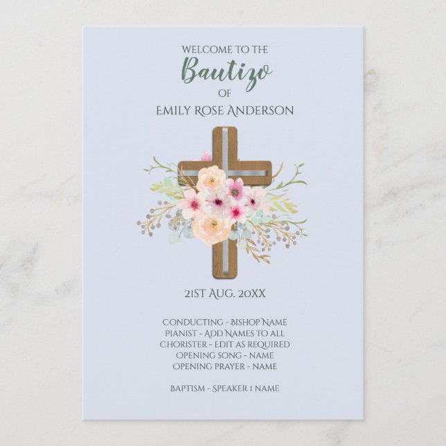Blommigt Kor BAUTIZO Bautismo Baptism Program (Framsida)