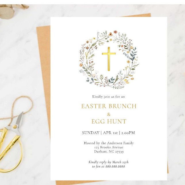 Blommigt Kor brunch & äggs jaktinbjudan Inbjudningar (Skapare uppladdad)