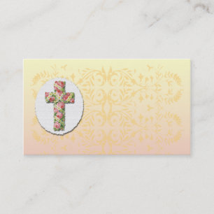 Blommigt Kor Creamy Peach Damask Template Business Visitkort